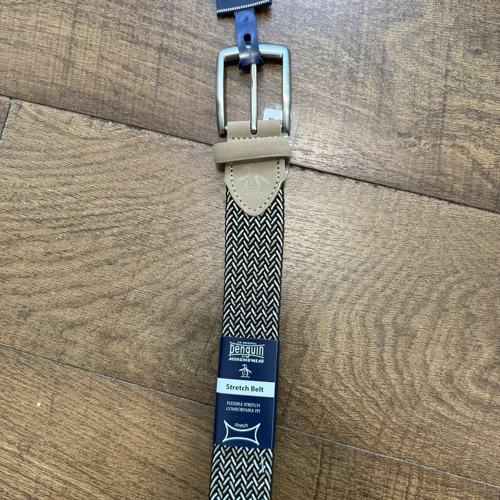 Original Penguin Elastic Fabric Woven Stretch Belt Size L 38-40 Golf Braided